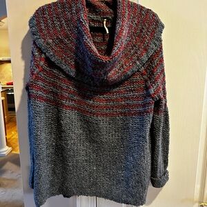 Free People Cozy Gray and Red Women's Sweater